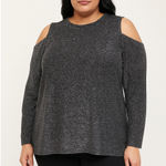 Michael Kors NWT Black Silver Sparkle Cold Shoulder LS Top Blouse SizE L Photo 0