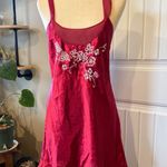 Madison & Max Intimates Red Floral Embroidered Satin Slip Nightgown Small Photo 0