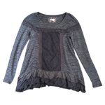 Anthropologie Meadow Rue Grey Boho Lace And Ruffle Top Photo 1