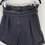 Topshop  Black Denim Paperbag Tie Waist Shorts Sz 6 Photo 6