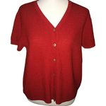 Jones New York  RED BUTTON UP SHORT SLEEVE SWEATER LARGE Photo 0