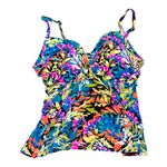 Island Escape Black and Multicolor Swimsuit Top Blue Size 12 Photo 1