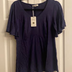 Grace Karin Grace‎ Karin navy blouse size L flutter sleeve NEW Photo 0