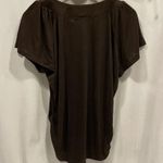 French Laundry Y2k chocolate brown flowy keyhole studded ruched sides bling bling top Photo 4