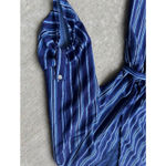 Hutch Anthropologie Wide Leg Navy Blue Striped Tie Jumpsuit Size Small Photo 4