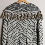 Soft Surroundings Zebra Print Fringe Knit Cardigan Sweater Women's Medium Shawl Photo 9
