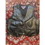 Women's Black MOB Genuine Leather Motorcycle Riding Vest W/Side Lace Size L Size L Photo 2