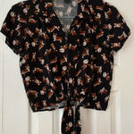Hot Topic  Black Corgi Print Button Down Shirt Size Small‎ EUC Photo 0