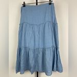 Privacy Please Revolve ‎ Periwinkle Blue Ventura Checked Tiered Midi Skirt Photo 2