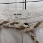 ZARA  White Jean Embroidered Shorts Braided Belt 6 Photo 2