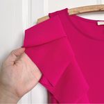 Maje • Romana Stretch-Crepe Maxi Dress gown fuchsia pink ruffle asymmetrical Photo 8