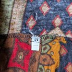 Vtg 1970s Black Jersey Knit Paisley Print Elastic Waist Broomstick Midi Skirt 14 Photo 2