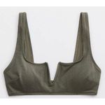Aerie  olive Pique V Wire Scoop Bikini top size XS NWT Photo 2