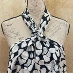 Mango  Black And White Floral Print Halterneck Swing Lightweight Dress Size 10 Photo 6