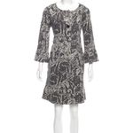 Diane Von Furstenberg DVF Gaby Gray Floral Jacquard Wool Knit Bell Sleeve V-Neck Dress Size 2 Photo 1