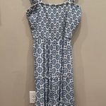 As You Wish As U Wish Blue and White Chinoiserie Smocked Ruffle Sleeve Tiered Midi Dress Photo 0