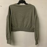 Abound  Womens Olive Green Puff Sleeve Cropped Pullover Sweatshirt Photo 2