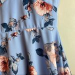 Aqua Scalloped Floral Print Skater Dress Size M Photo 3