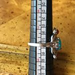 Sleeping Beauty Turquoise Coral Sterling Silver Feather Ring Size 8 Photo 5