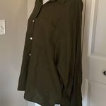 Aritzia Pretty Wilfred Free Army Green Long Sleeve Button Up Shirt Photo 3