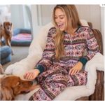 Natural Life  Fair Isle Fleece Zip One Piece Jumpsuit L/XL Cozy Loungewear Photo 0