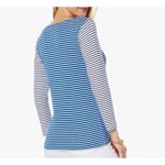 Vineyard Vines  Striped T-Shirt Long Sleeve Boat Neck Blue &‎ White Casual Top Photo 9
