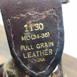 Women's Metal Buckle Full Grain Leather Braided Belt Brown Size MD(34 Photo 1