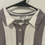Madewell  55% Linen Striped Button Down Beachy Boho Tunic Shirt Size Medium Photo 1