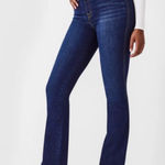 Spanx NWT high rise pull on stretch flare jeans midnight shade wash L Photo 0