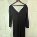 La Femme • Formal Gown Dress • Black • Ruched • Long Sleeve • Size 12 • Slit Photo 6