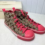 Coach Franca Signature C/Calf High-top Kaki/Pink Women's Size 6.5 Photo 6
