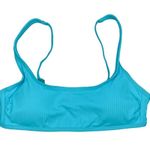 California Waves  Ribbed Bralette Bikini Swim Top Adjustable Straps Blue Medium Photo 1