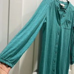 Anthropologie  Saturday Sunday Teal Long Sleeve Button Down Shirt Dress Sz XS Photo 5