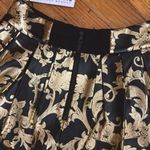Alice + Olivia Gold metallic print on black leather skirt  Photo 4