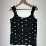 Boden Black Gold Embroidered Tank Top UK 6 US 2 Cottagecore Ruched Straps NWT Photo 0