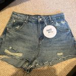 Princess Polly Blue Distressed Jean Shorts Photo 0