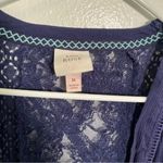 Knox Rose  Open Front Cardigan Navy Blue Crochet Lace M Photo 7