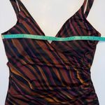 MiracleSuit Striped Bronze Brown Black Maroon 12 Slimming Ruched One Piece Suit Photo 6