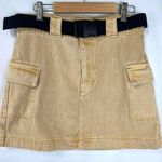PacSun  Yellow Denim Cargo Mini Skirt Belt Pockets Womens 27 Grunge Y2K 2000s Alt Photo 0