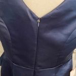 JJ's House J.J’s House| Navy Sheath V-Neck Knee-Length Satin Dress with crystal brooch NWT Photo 9