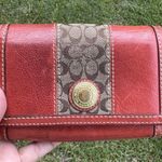 Coach  Brown Mono-Brown Leather, Trim-Bifold Compact Wallet with Dust Bag 6inx4in Photo 0