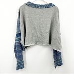 Free People  Catalina Mixed Media Pullover Top Blue Sz Large Photo 3