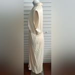 Anthropologie | Sleeveless V-Neck Twist-Front Faux Wrap Satin Dress Photo 4