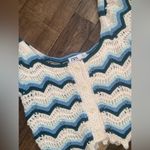ZARA  Crochet Top S $78 boho blue cream printed fall boho casual  cowgirl crop Photo 3