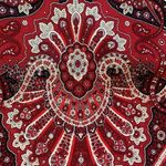 Vintage 90s Skirt Asymmetrical Burgundy Navy Blue Semi Sheer Boho Paisley Print Red Size M Photo 9