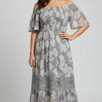 Joyfolie Off Shoulder Floral Maxi Dress Lace Tiered Boho XL Green Photo 1