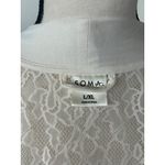 Soma  L/XL White Lace Insert Knee Length Long Sleeve Tie Waist Robe Photo 3