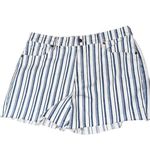 Loft NWT  Fresh Cut Denim Cut Off Shorts in Blue White Stripe SZ-31 Photo 6