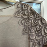 BCBGMAXAZRIA  | Lucia Tan Bohemian Sheer Printed Long Sleeves Blouse Size L Large Photo 4