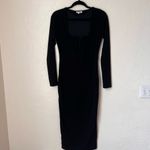 Good American  Black long sleeve U ring midi dress size 2 (M) Photo 2